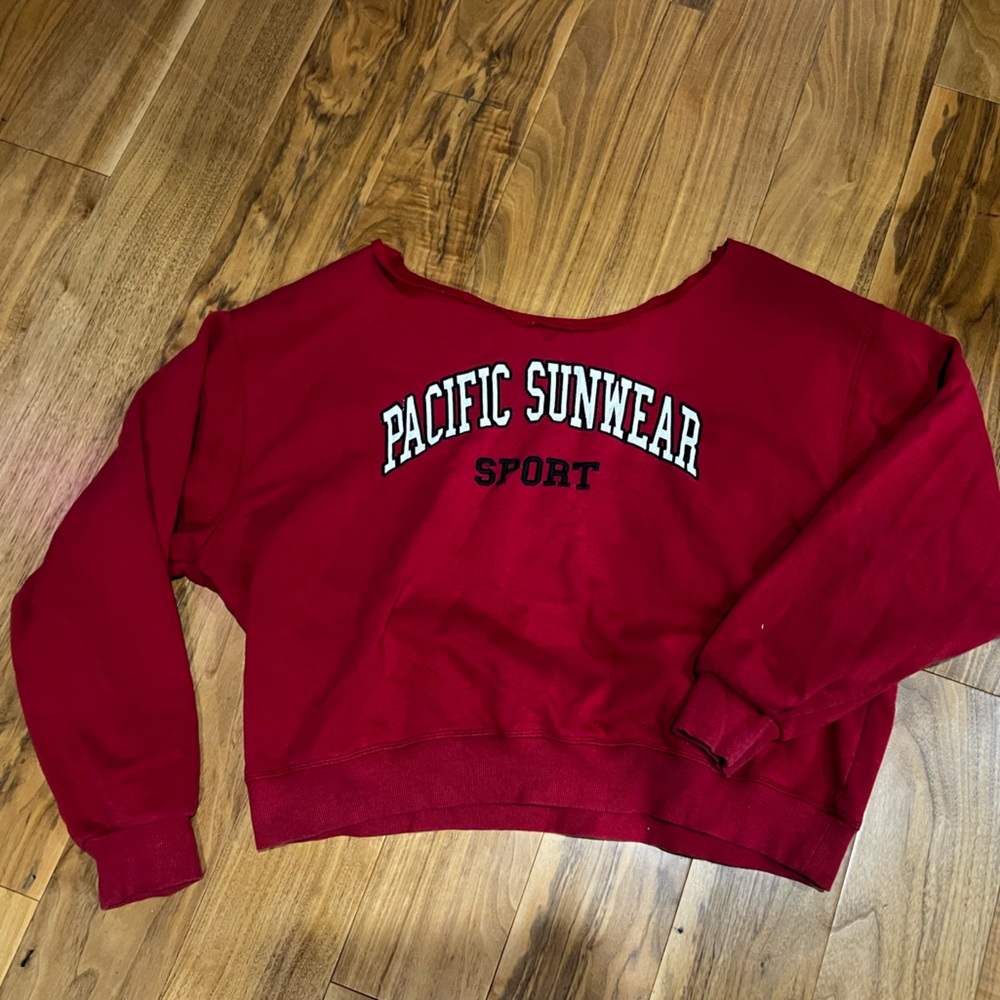 Pacific Sunwear women’s off the shoulder Red Sweatshirt oversized